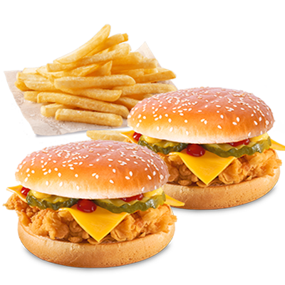 2 x Cheeseburger + velké hranolky - cena, propagace, dodávka