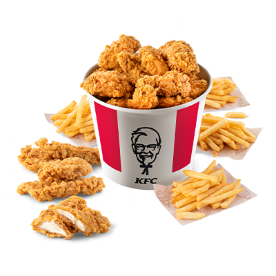 15x Hot Wings + 5x Strips + 4x fries