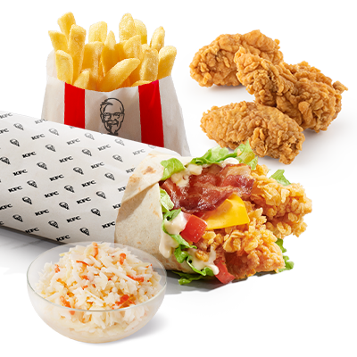 Twister Cheese&Bacon + large fries + Coleslaw + 3x Hot Wings - price, promotions, delivery