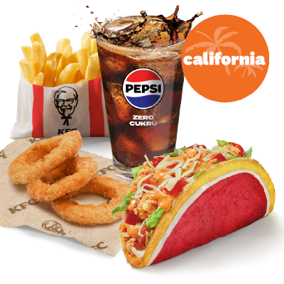 Tacos California & Frytki & 3x Onion Rings & Wielka Dolewka