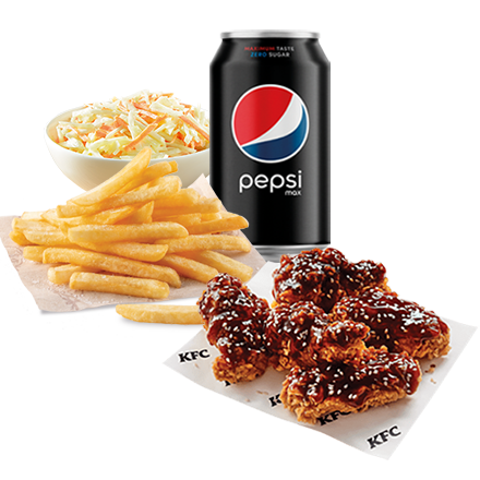 5 Smoky BBQ Wings + Drink (0,33l) + Normal Fries + Coleslaw - price, promotions, delivery
