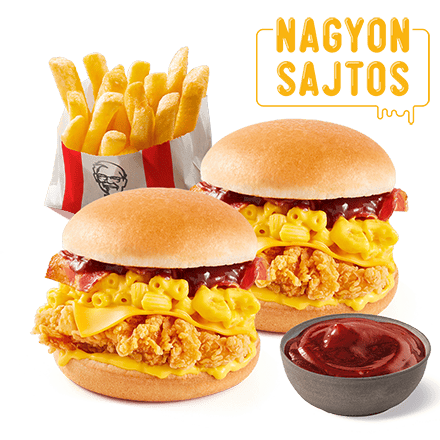 2  Mac&Cheese Cheeseburger + Fries + Dip - price, promotions, delivery