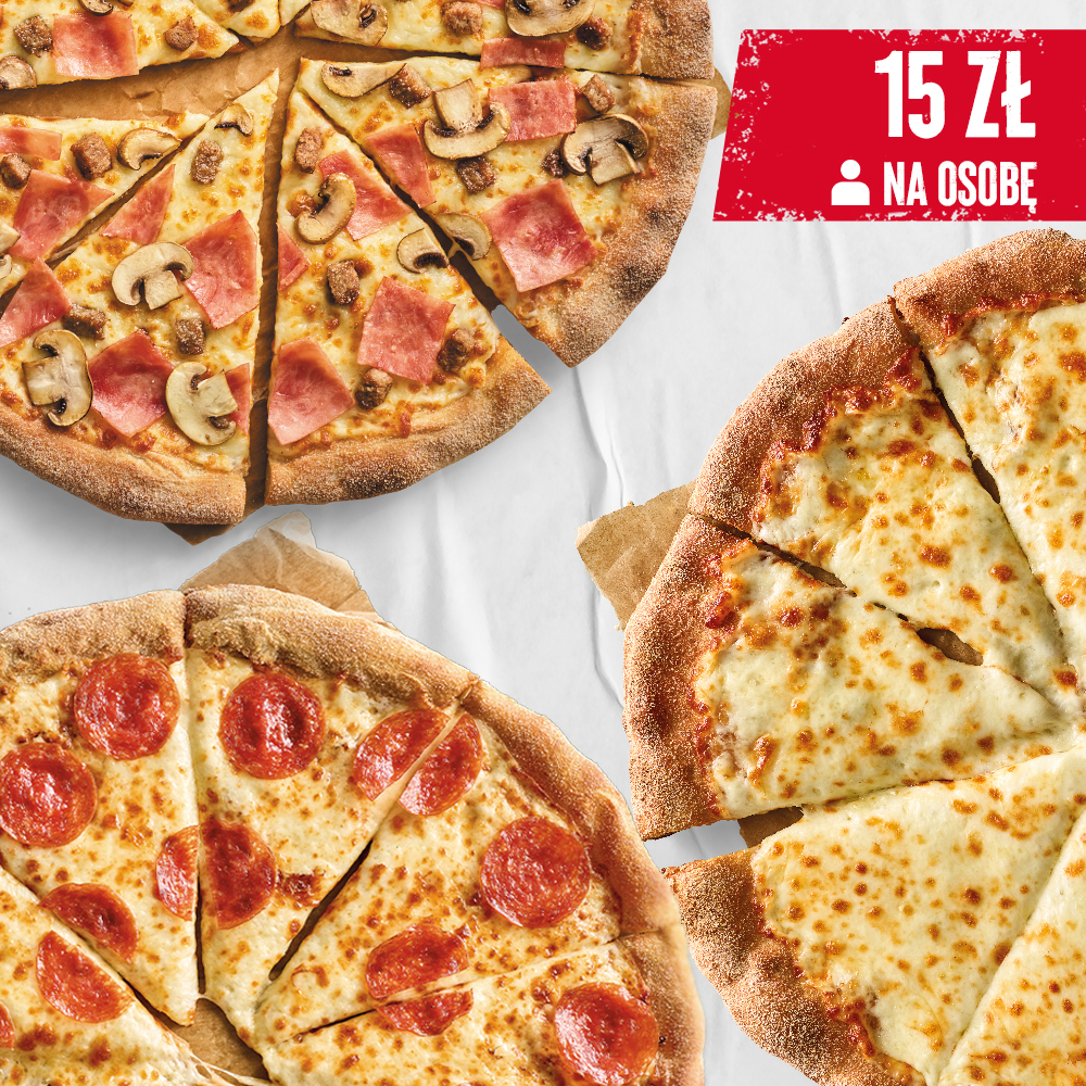 3 X DUŻA PIZZA DLA 7 OSÓB - sprawdź w Pizza Hut